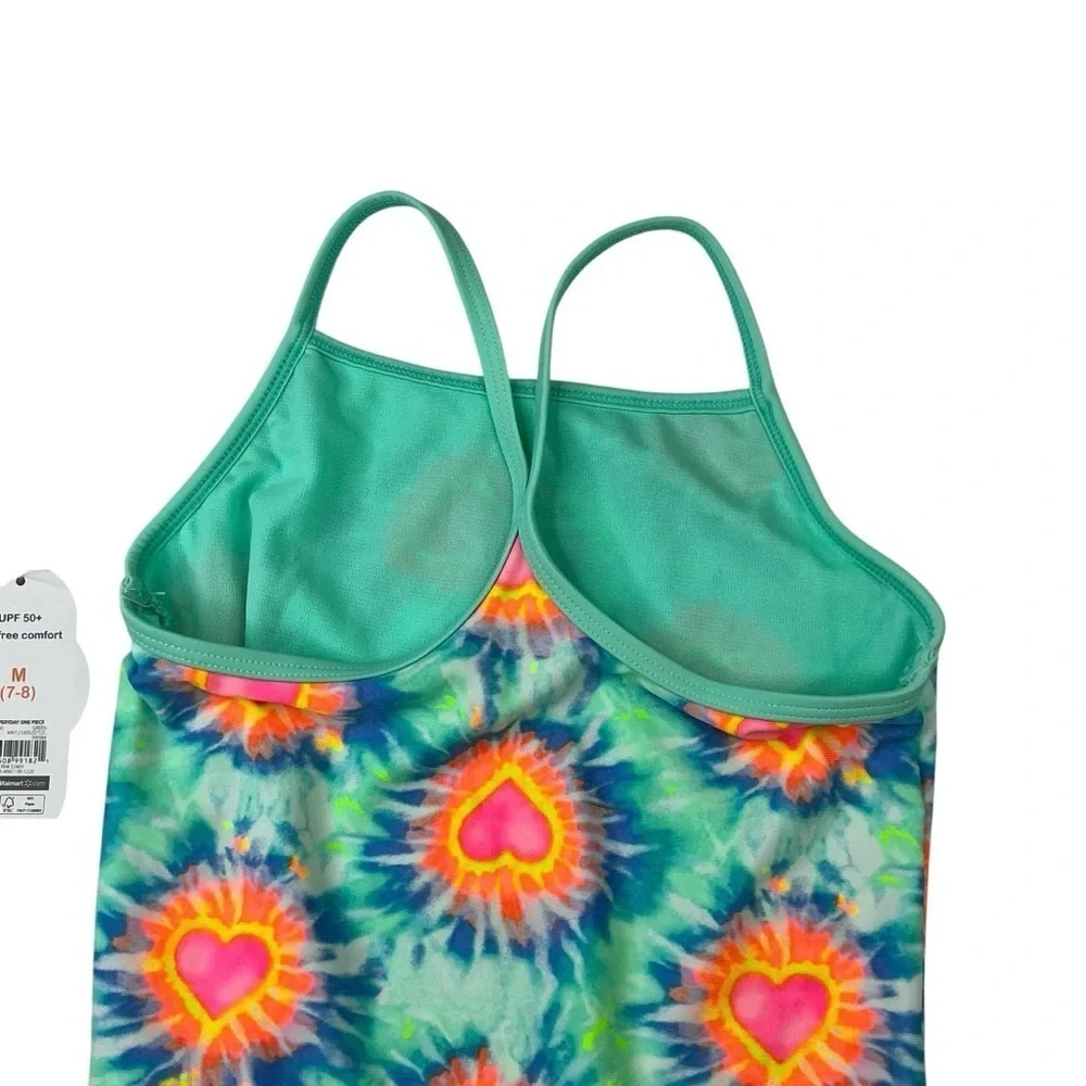 Wonder Nation Girls‎ Swimsuit Heart Tie Dye One Piece Size Medium UV Protection